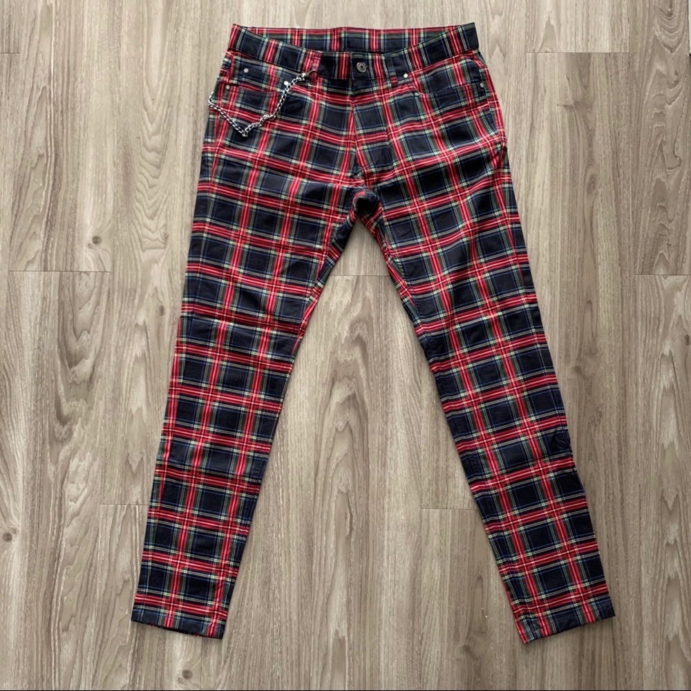 ZARA TARTAN TROUSER WITH DETACHABLE CHAIN